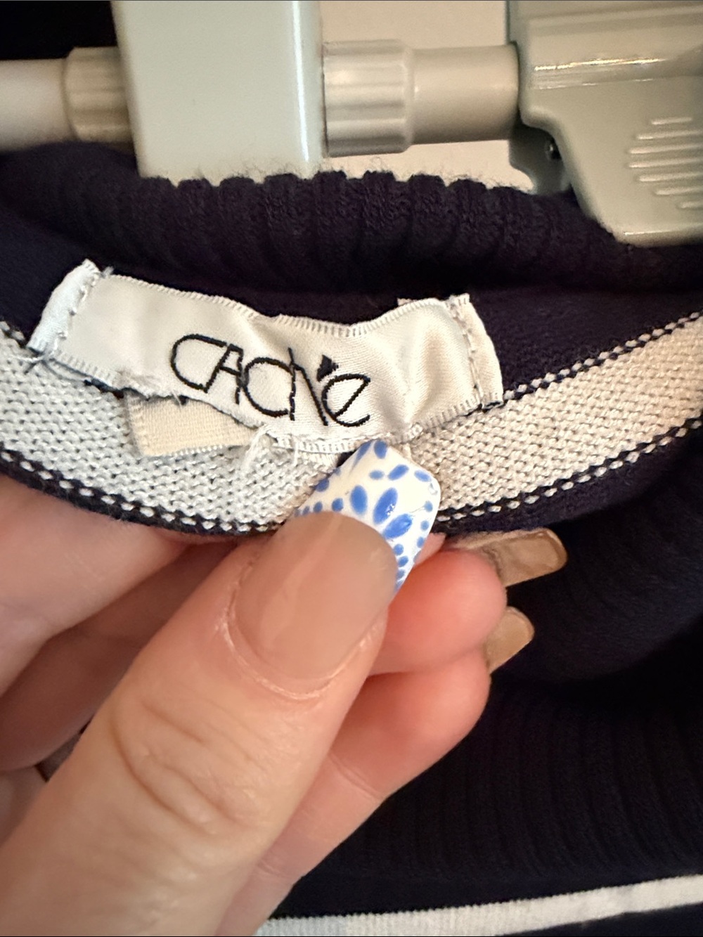 Cache Vintage Nautical Navy And White Striped Jacquard Dress — image 2 of 7